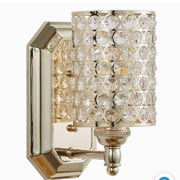 Champagne Finish Wall Sconce Opal Crystal Lighting Fixture - Picture 1 of 11